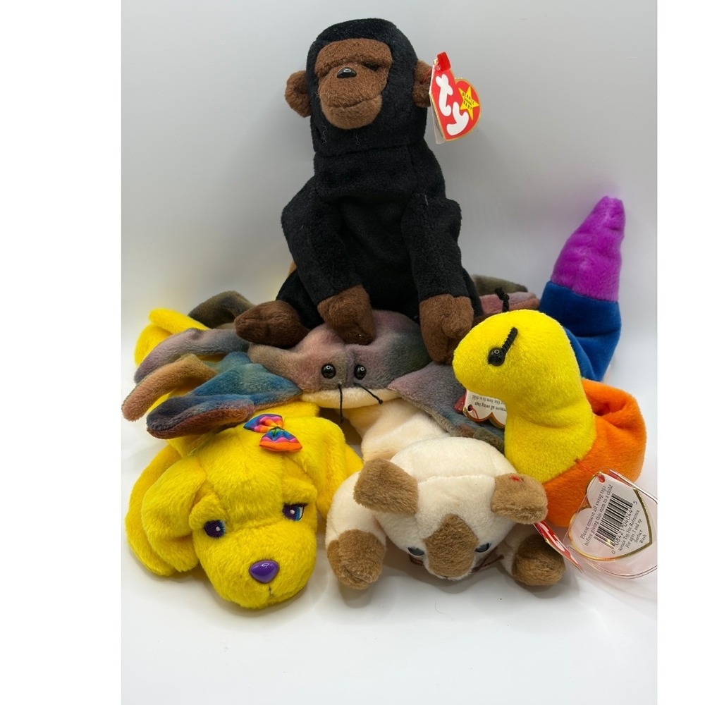 Ty Beanie Babies Lot Congo Claude Snip Inch Yellow Dog Plush Collection 5pc